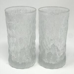 Vintage Goebel CHARLOTTENHUTTE Ice Tree Bark Highball Glasses 5.5” 10oz Set Of 2